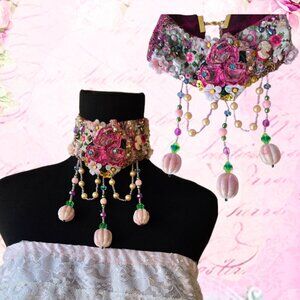 Rose Cameo Handmade Victorian-style Choker Romantic Collar
